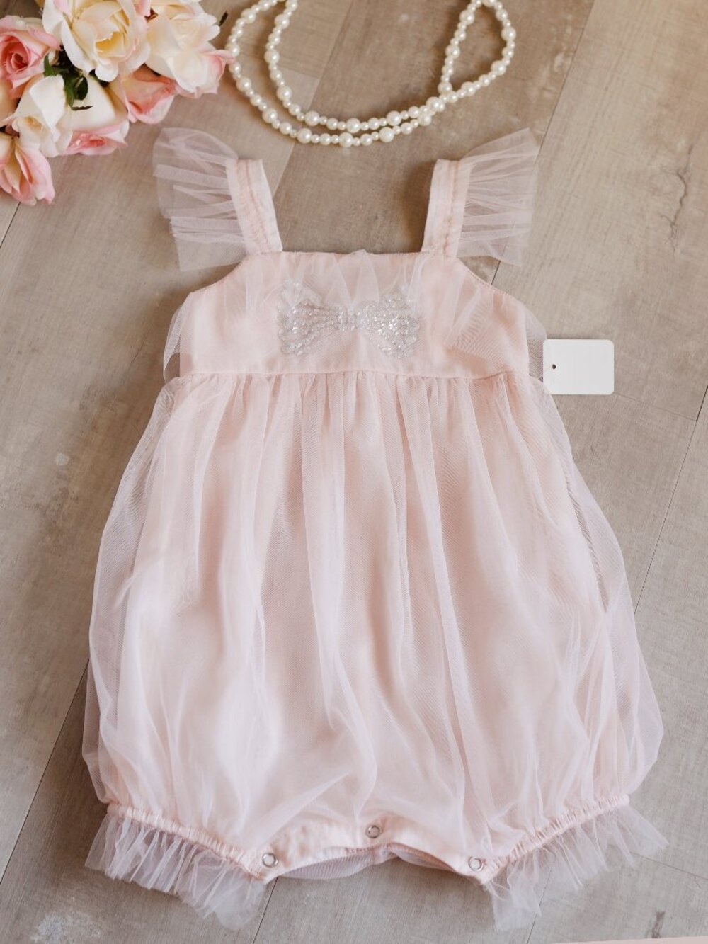Tutu Du Monde Pink Bebe Tulle Romper Bubble Onsie Party Portrait Wedding 6-12M